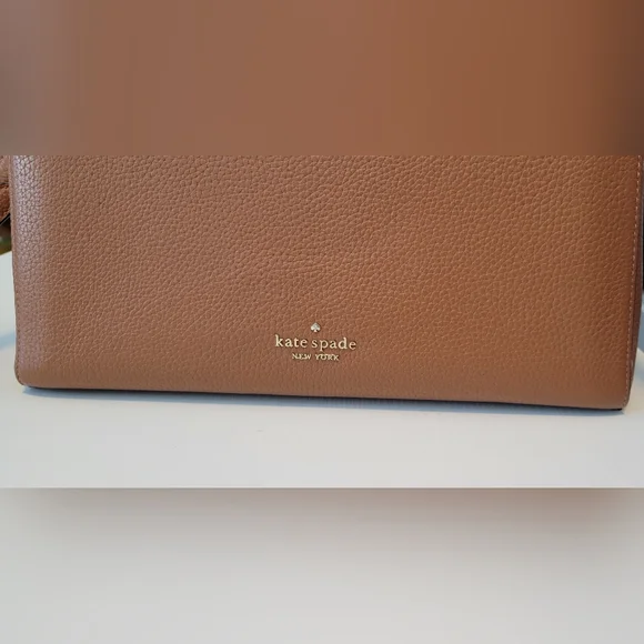 KATE SPADE Leila Brown Leather Satchel Triple Compartment 11" X 8" X 5" - Picture 8 of 15